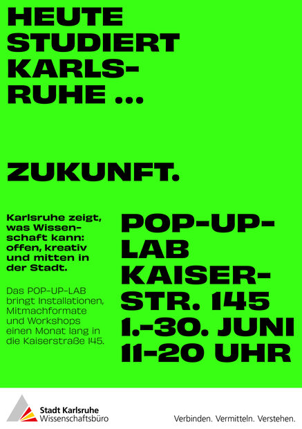 Key Visual Pop Up Lab 2026 des Wissenschaftsbüros der Stadt Karlsruhe