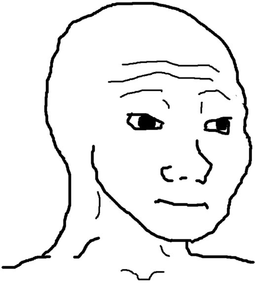 Die frühste Variante des "Wojak"-Memes, auch bekannt als "Feels Guy", uploaded by an anonymous user to the Imageboard Vichan.