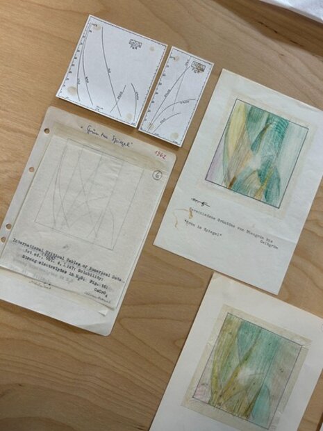 Archive materials of ‘Grün im Spiegel’ by Margaret Camilla Leiteritz (1962), Städtische Galerie Karlsruhe. Photo: Paul Bailey