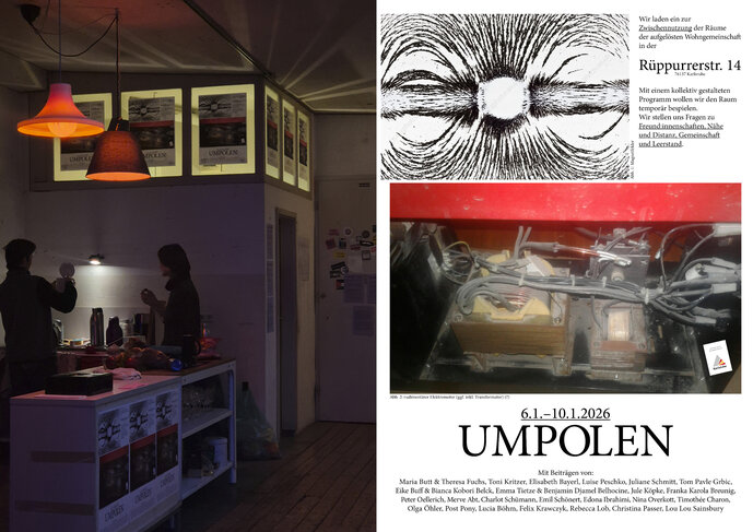 Umpolen in der Rüppurerstraße, Januar 2026. Poster Design: Merve Abt, Foto: Franka Breunig.